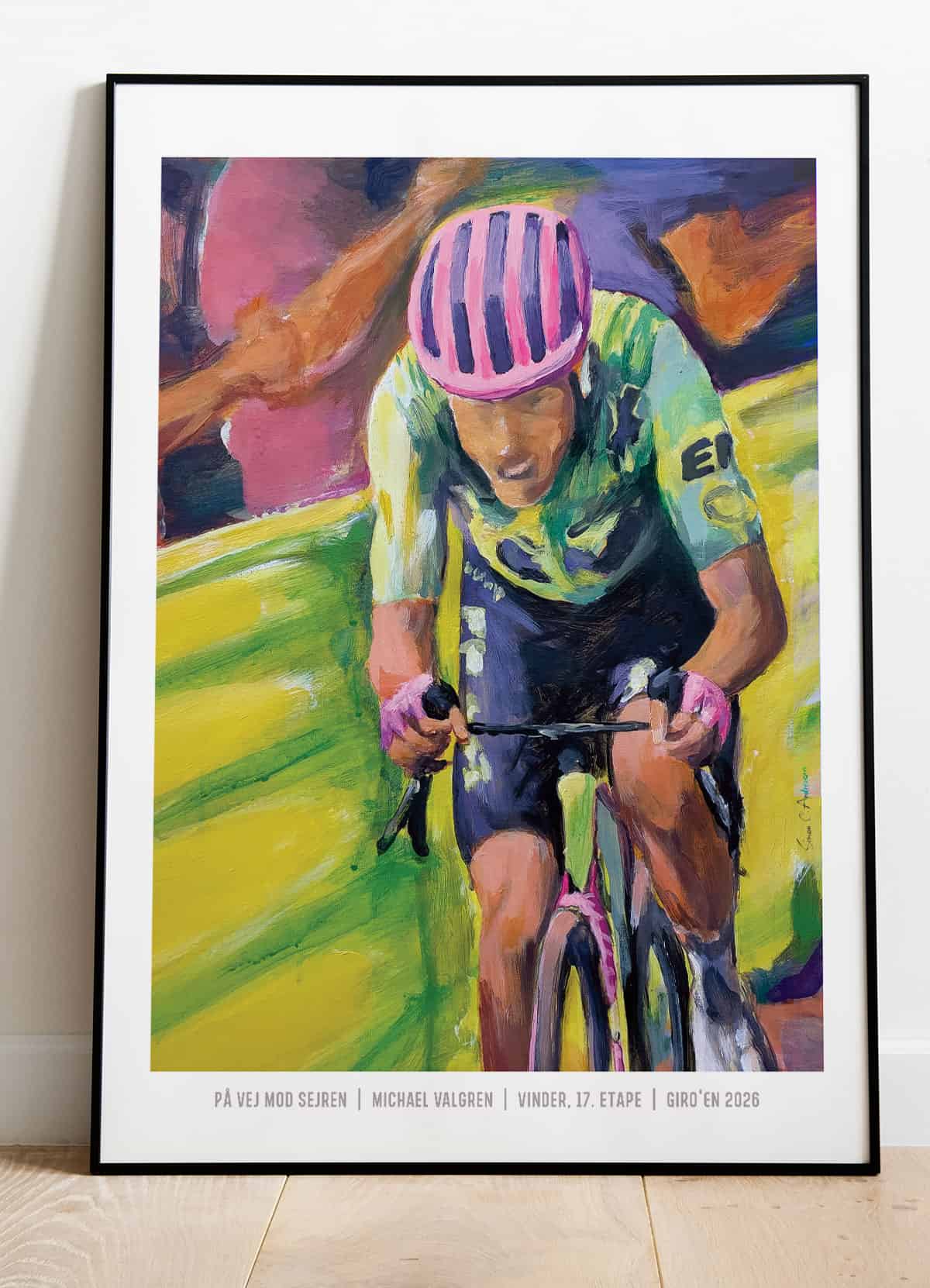 Giro Italia-plakat På Vej Mod Sejren Michael Valgren 21 29 A4 Kr 199 -