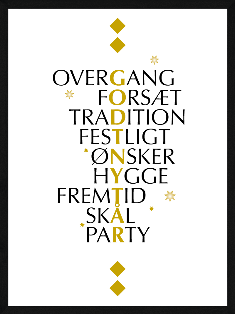 Godt Nytår Plakat - Festlig Dekoration til Nytårsfejring!