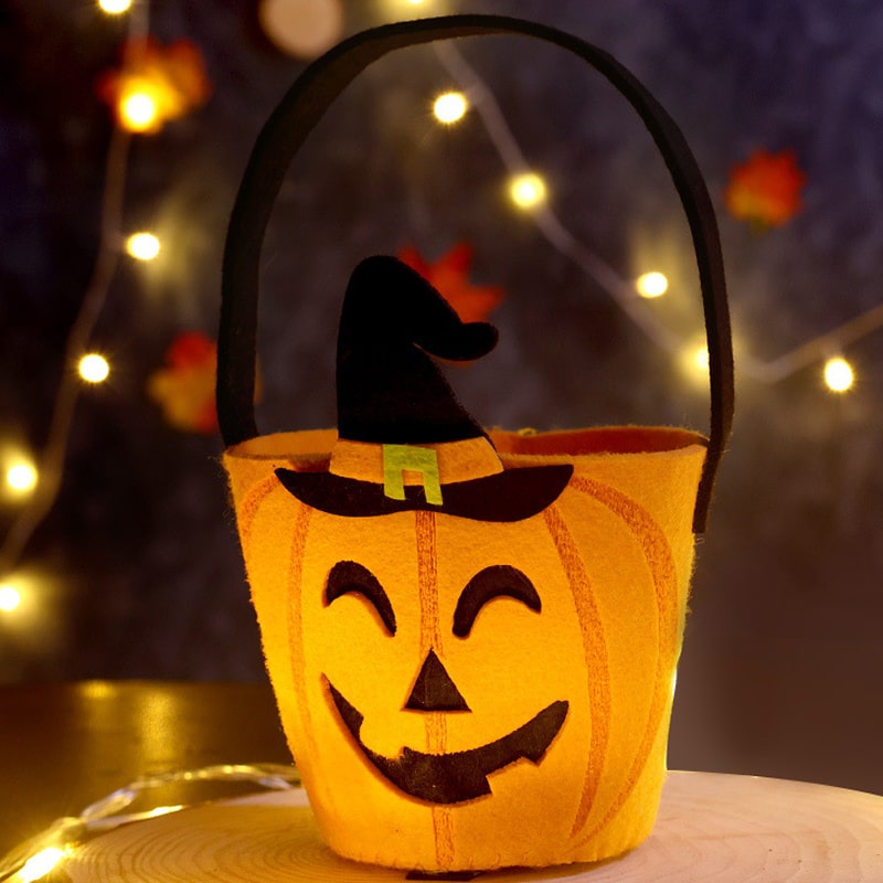 Græskarspand i Filt til Halloween – Perfekt til Slikindsamling!