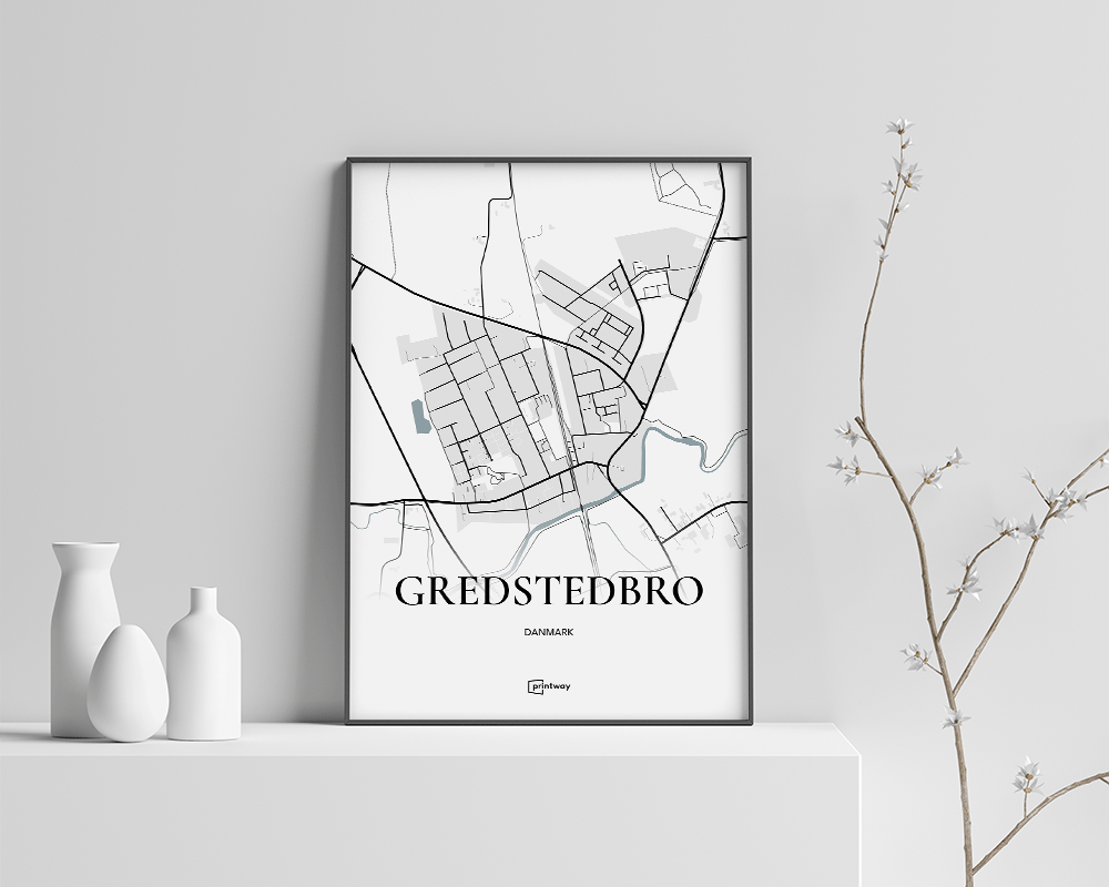 Gredstedbro Bykort Plakat – Minimalistisk A4 Design