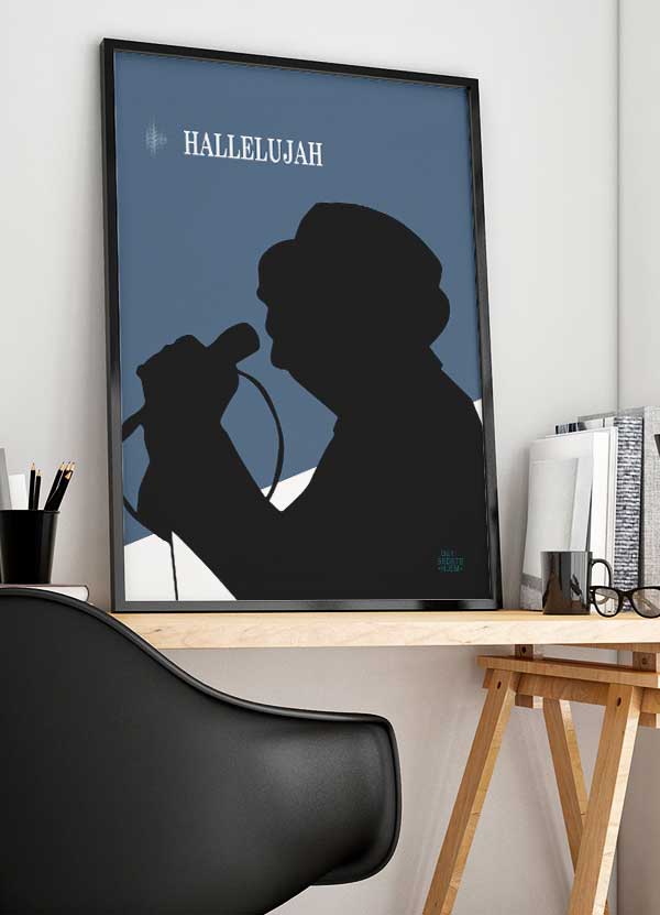 Hallelujah-plakat i Blå – Elegant boligplakat til stuen