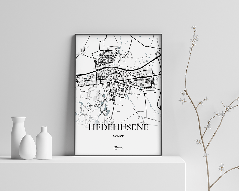 Hedehusene Bykort Plakat – Minimalistisk Design 70x100 cm
