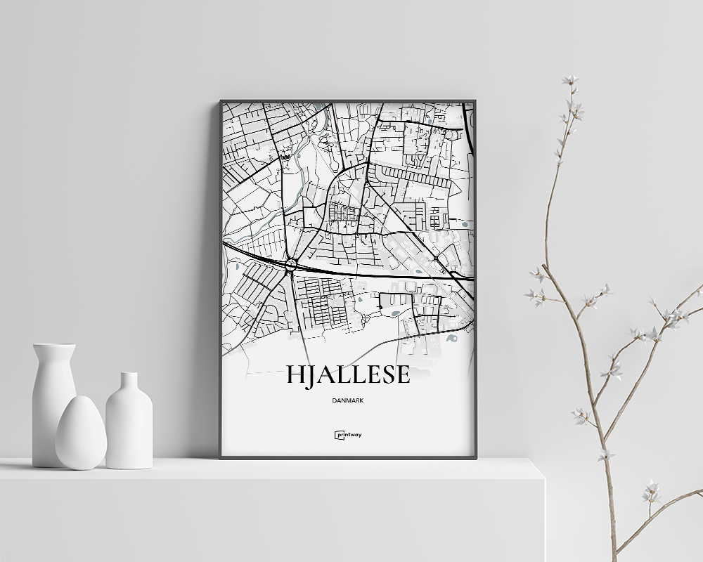 Hjallese Bykort Plakat - Elegant Minimalistisk Design A4