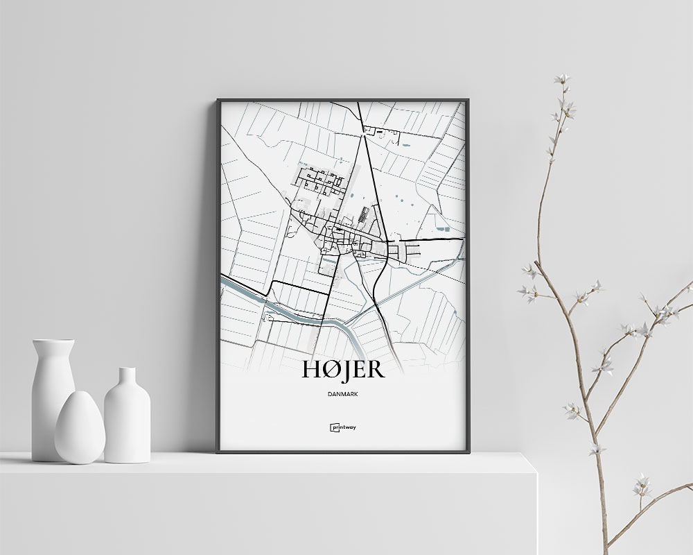 Højer Bykort Plakat – Minimalistisk Design 42x60 cm