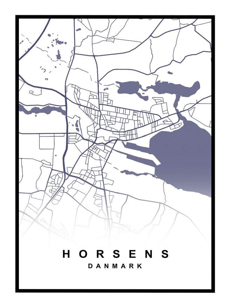 Horsens Plakat - Detaljeret Kort over Horsens By