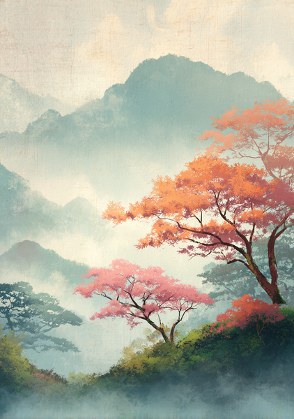 Japansk Plakat - Silent Mountains fra Plakat Portalen