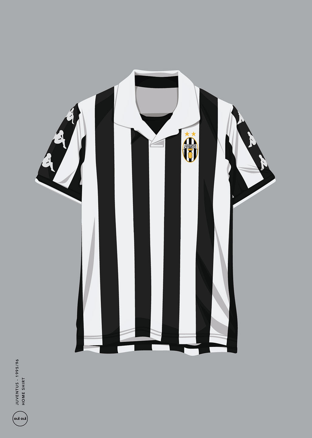 Juventus Hjemme T-Shirt 1995/96 - Unik Kunstplakat til Fans