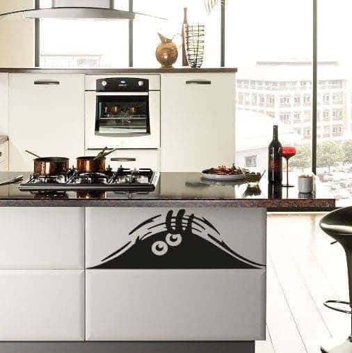 Sjov Monster Kigger Ud Wallsticker til Hjemmet