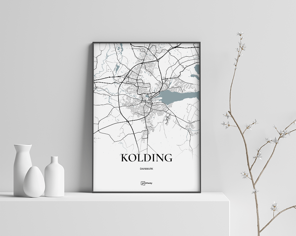 Kolding Bykort Plakat - Minimalistisk Design 30x40 cm