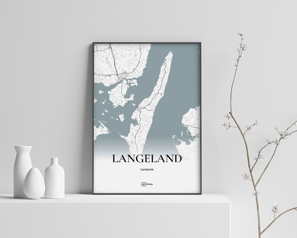 Langeland Bykort Plakat – Elegant Minimalistisk Design