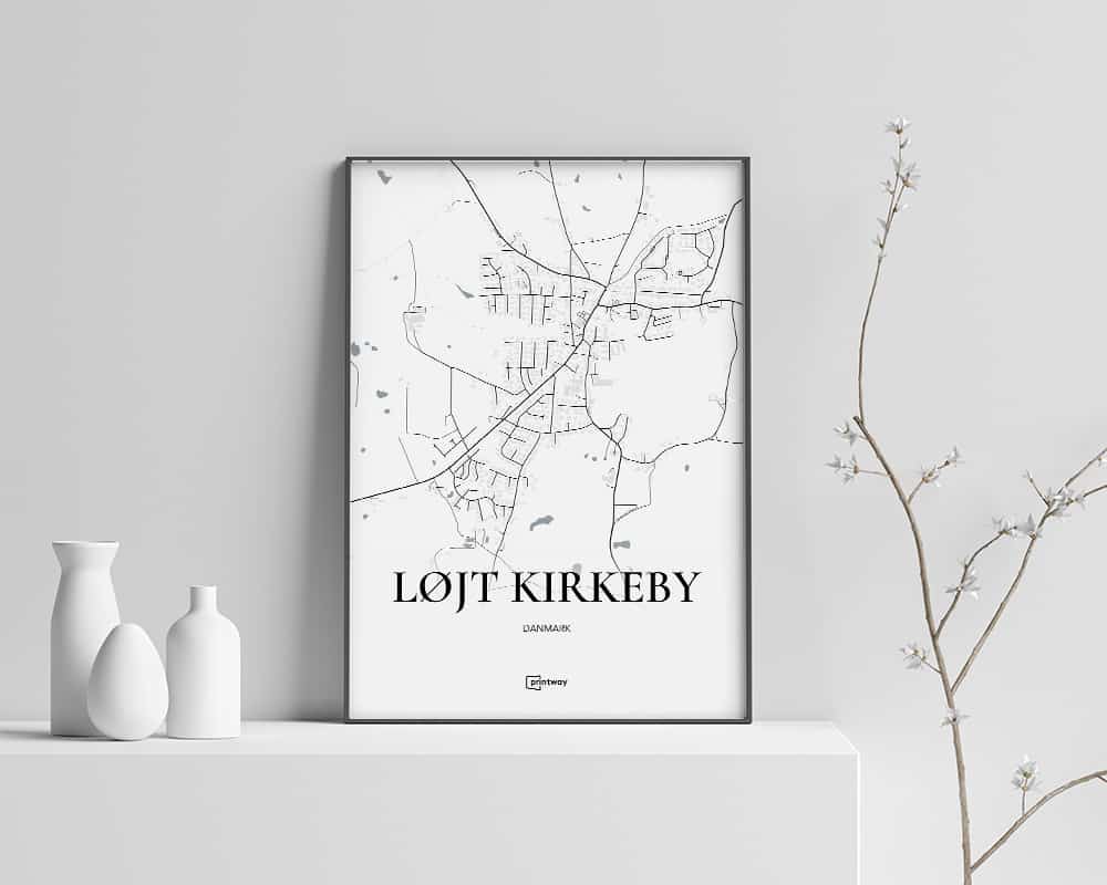 Løjt Kirkeby Bykort Plakat – Minimalistisk Design 60x84 cm