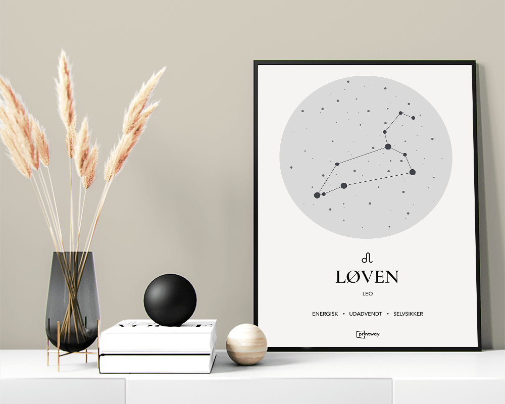 Minimalistisk Løven Stjernetegn Plakat til Indretning