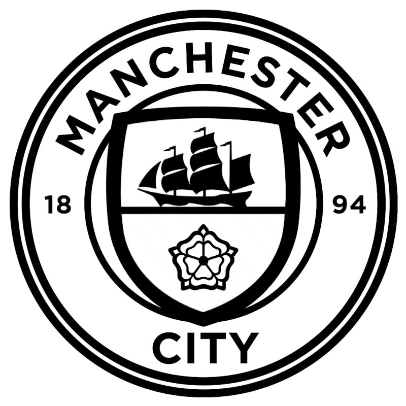 Manchester City Vægklistermærke – Stort Sort Logo til Fans