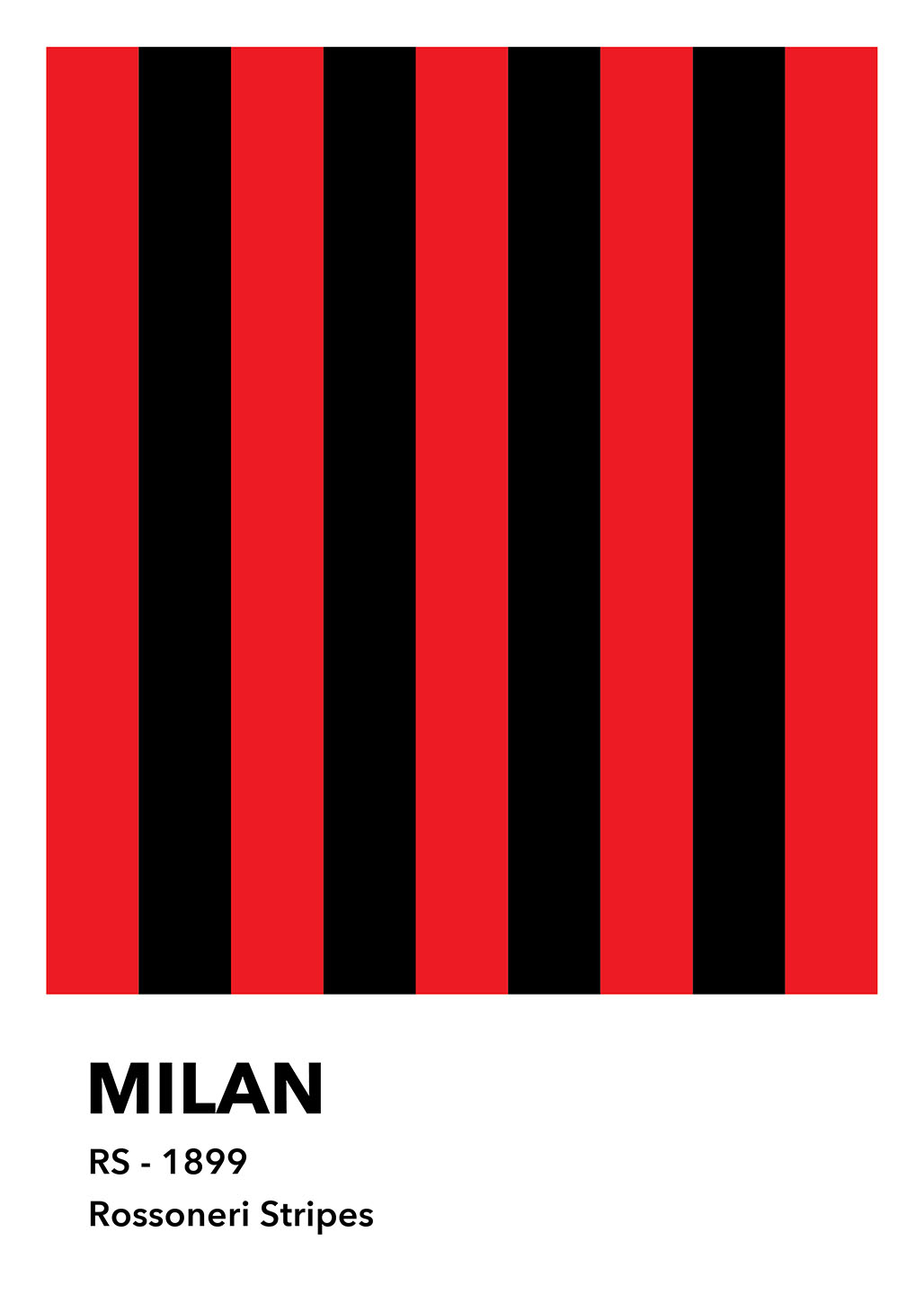 Milan Rossoneri Stripes Kunstværk - Fodboldkunst til Hjemmet