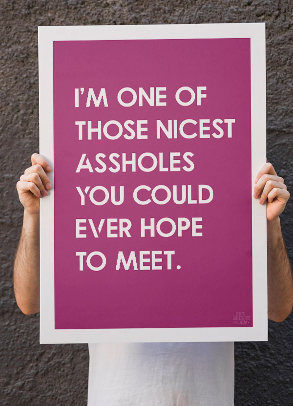 Sjov Pink Nice Asshole Plakat til Teenager Værelset