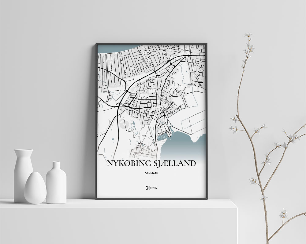 Nykøbing Sjælland Bykort Plakat – Elegant Minimalisme