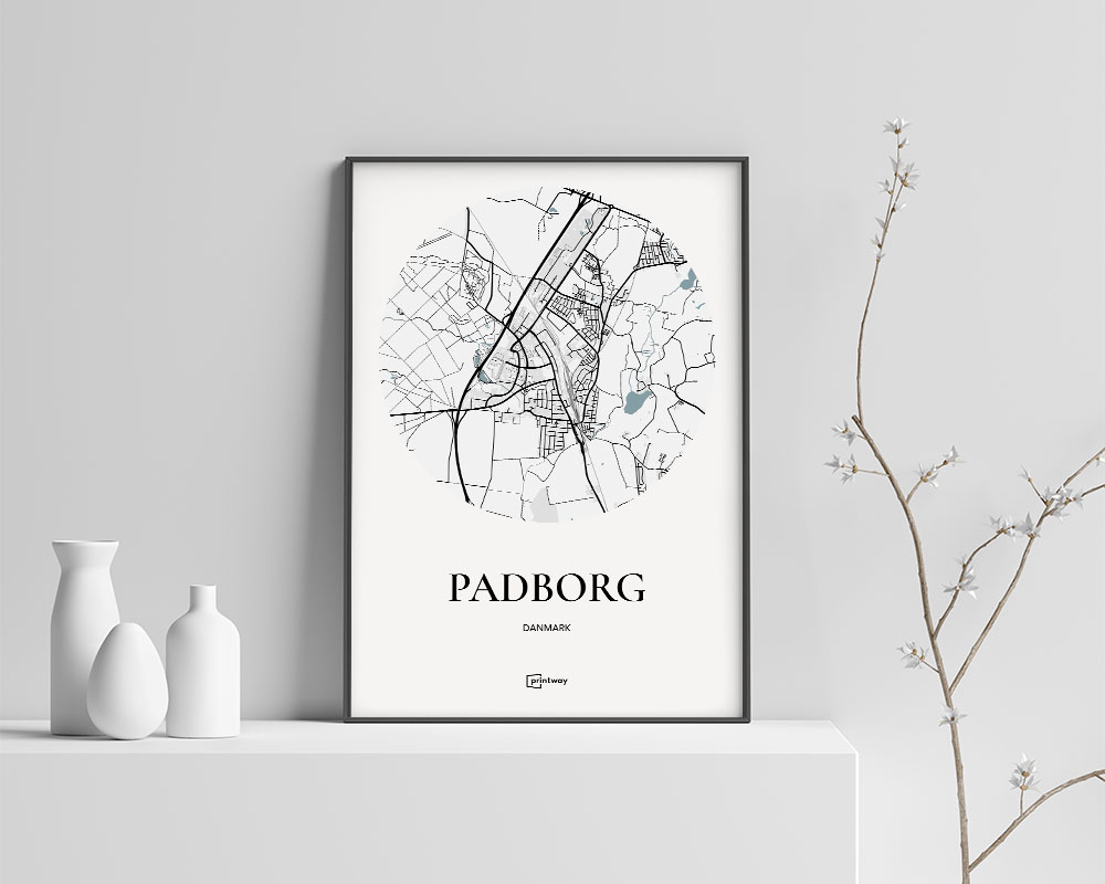 Padborg Bykort Plakat – Minimalistisk Kunst 60x84 cm