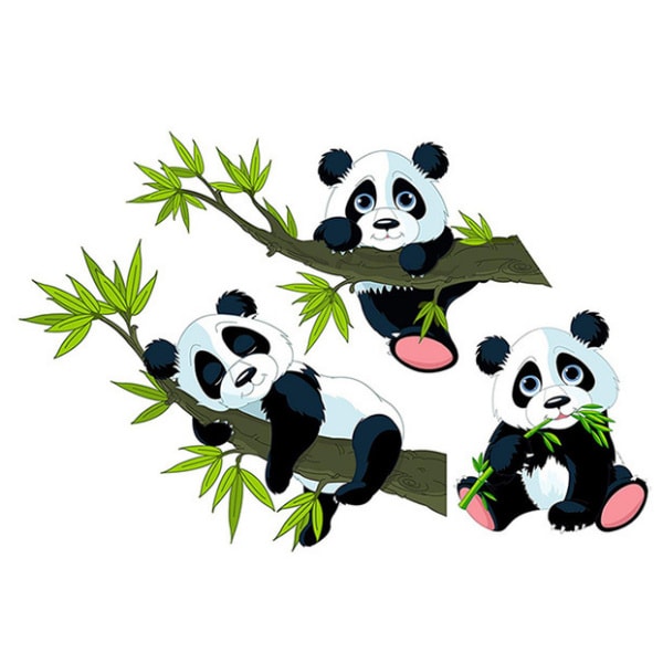 Sød Panda Wallsticker med Tre Pandaer – Dekorativ 40x60cm