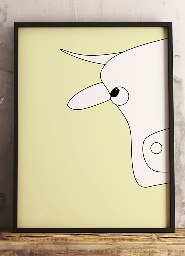 Hyggelig Ko Plakat til Børneværelset – A4 Design