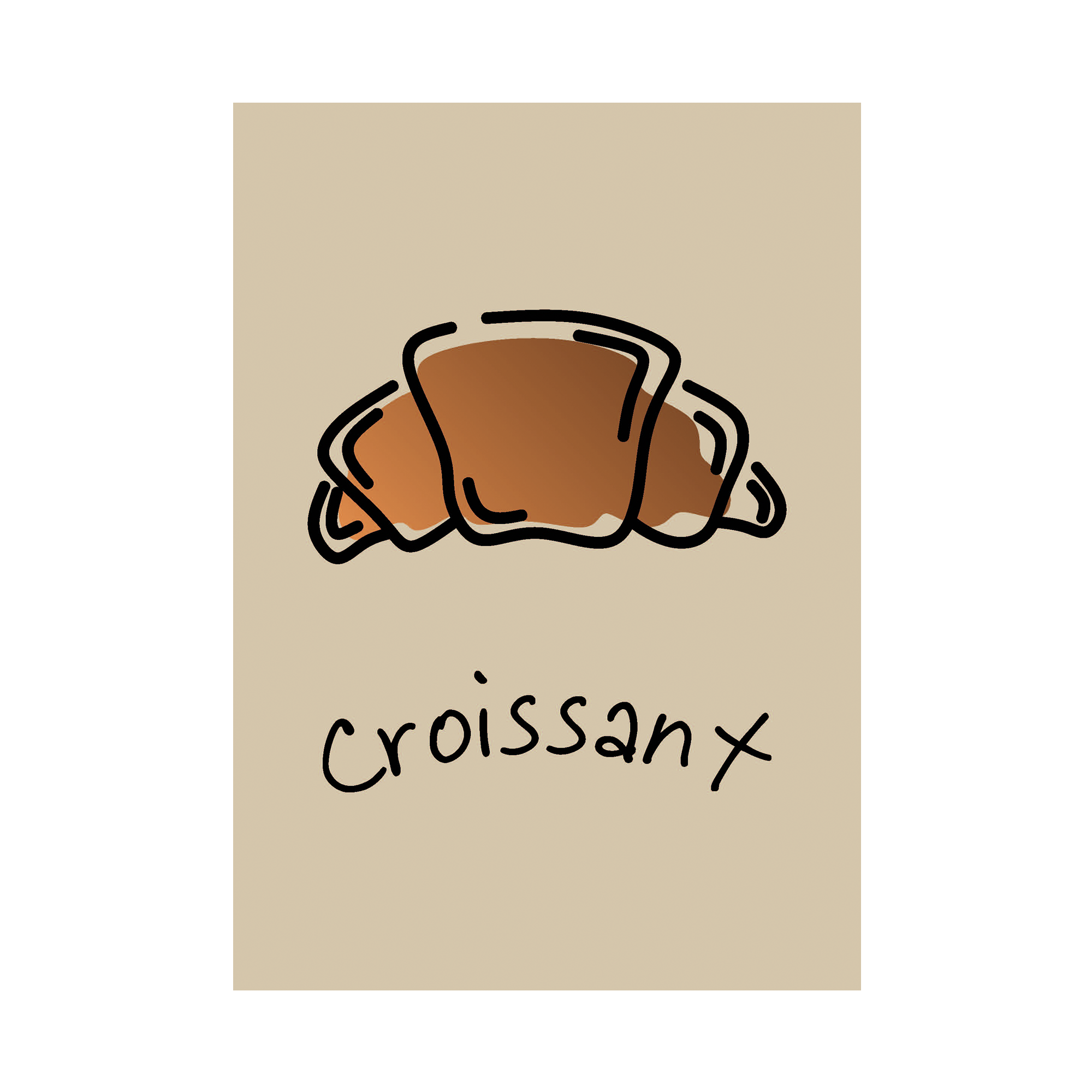 Plakat "Croissant" Beige A4 - Udsalg på Vægkunst!
