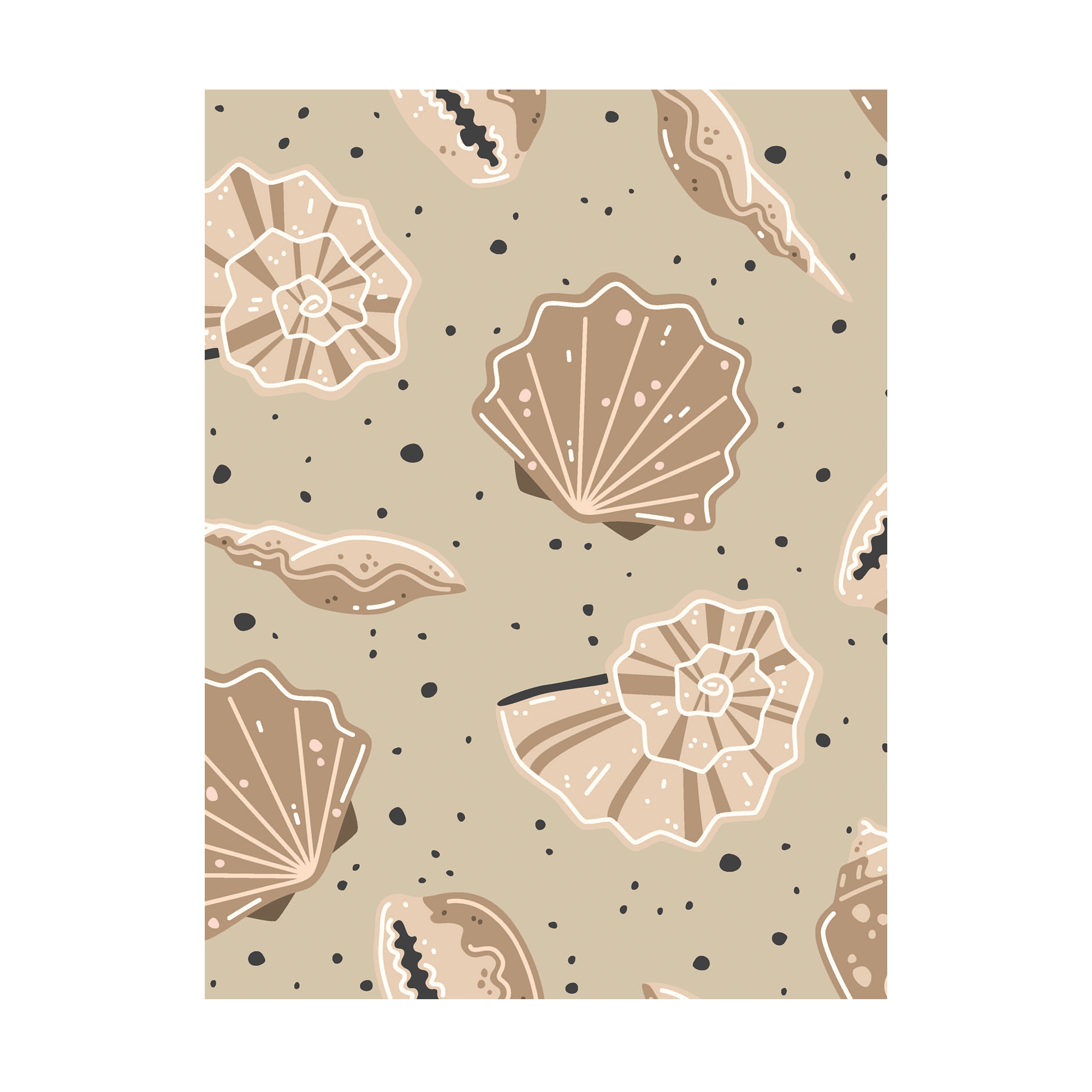 Muslingeskaller Plakat i Beige - 30 x 40 cm på tilbud!