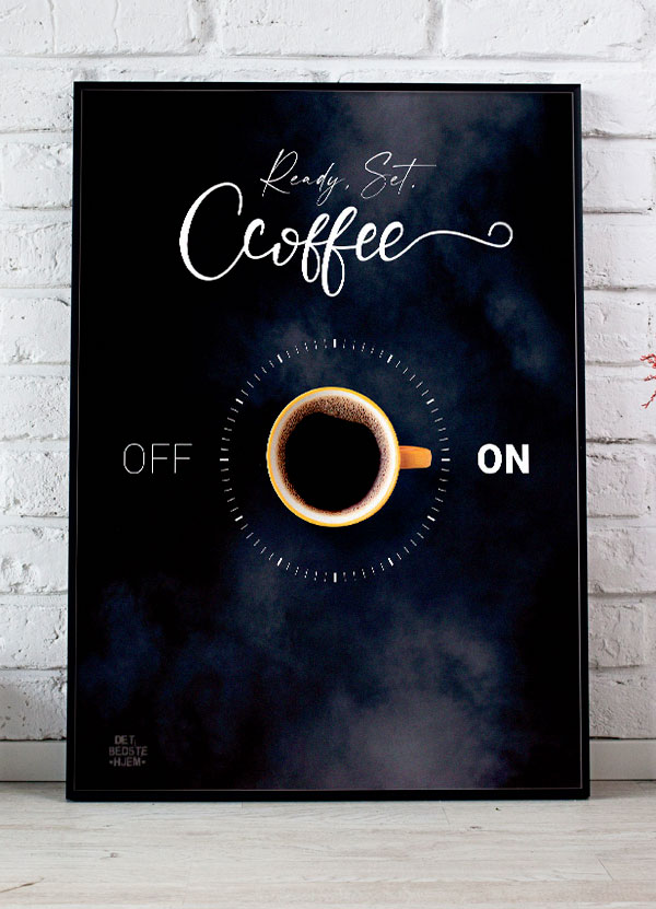 Klar. Sæt. Kaffe – A4 Plakat til Kaffeelskere 199 kr.