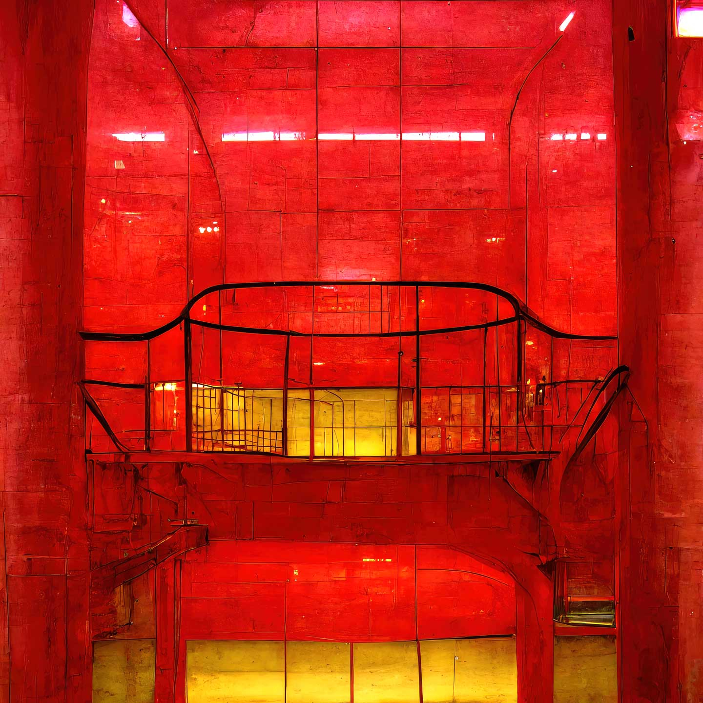 Rød Pompidou V2 Kunstplakat fra Yoma Emptylands