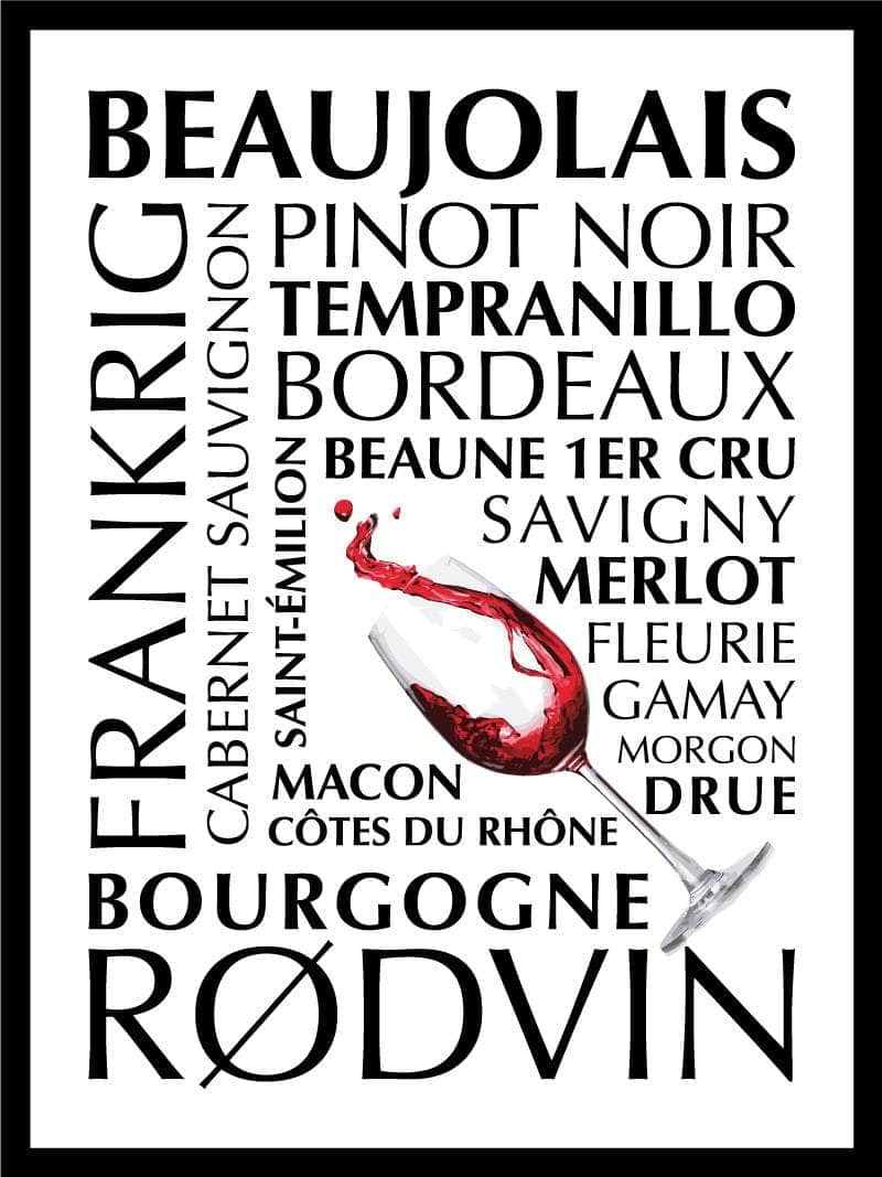 Rødvin Plakat fra Frankrig – Perfekt til vinelskere