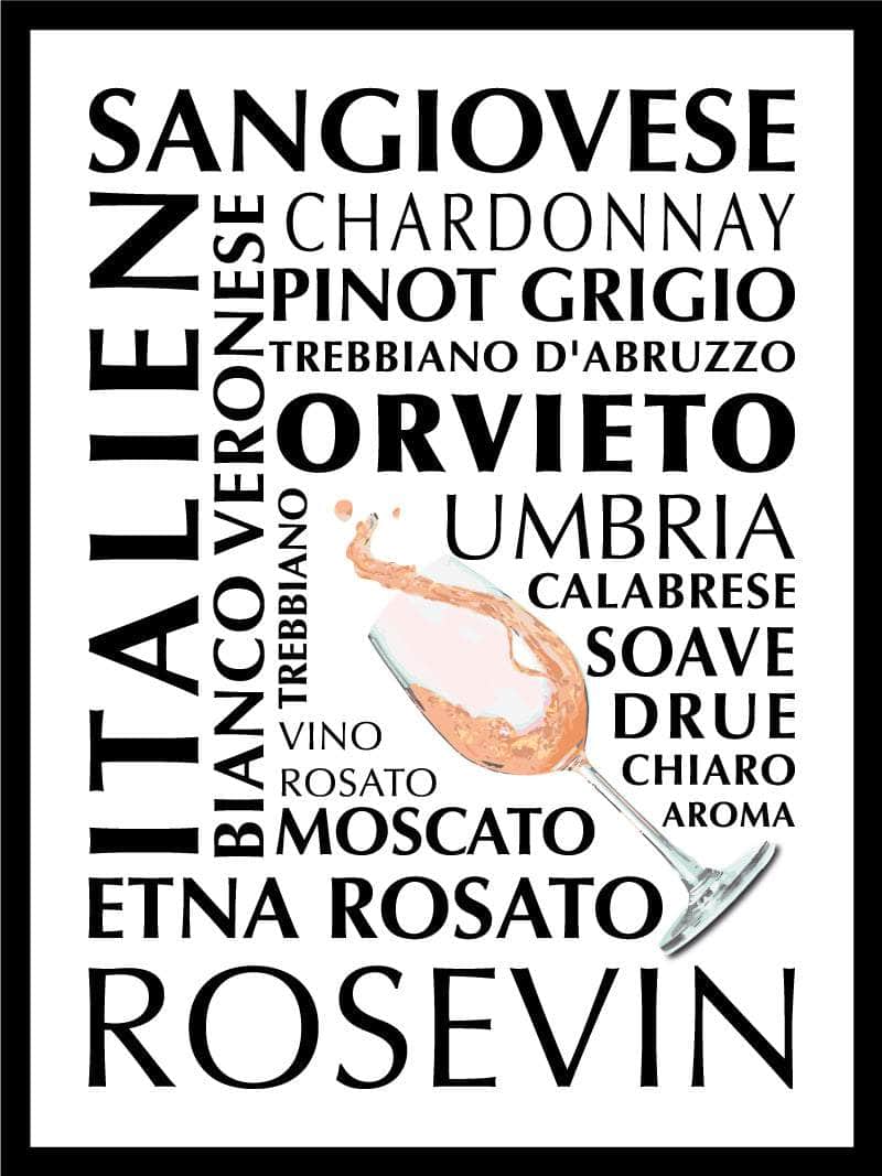 Rosé Plakat med Italienske Vinområder - Elegance til Hjemmet