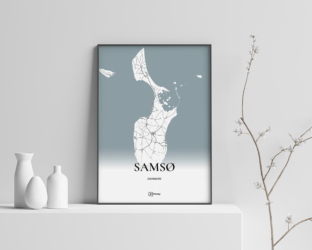 Samsø Bykort Plakat – Minimalistisk Design til Dit Hjem
