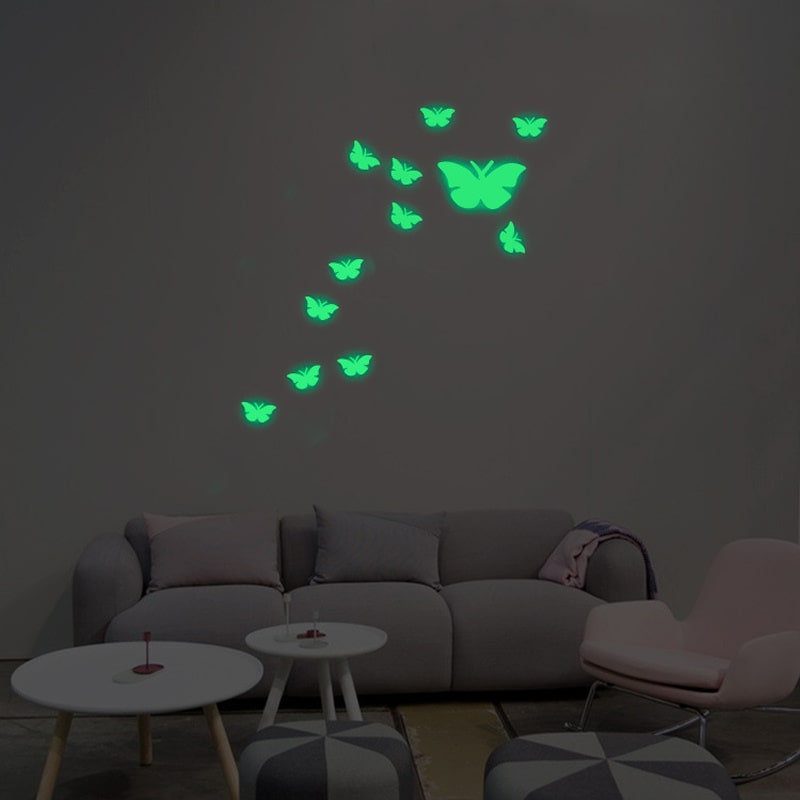 Selvlysende Sommerfugle Wallstickers – 13 Stk til Dit Rum