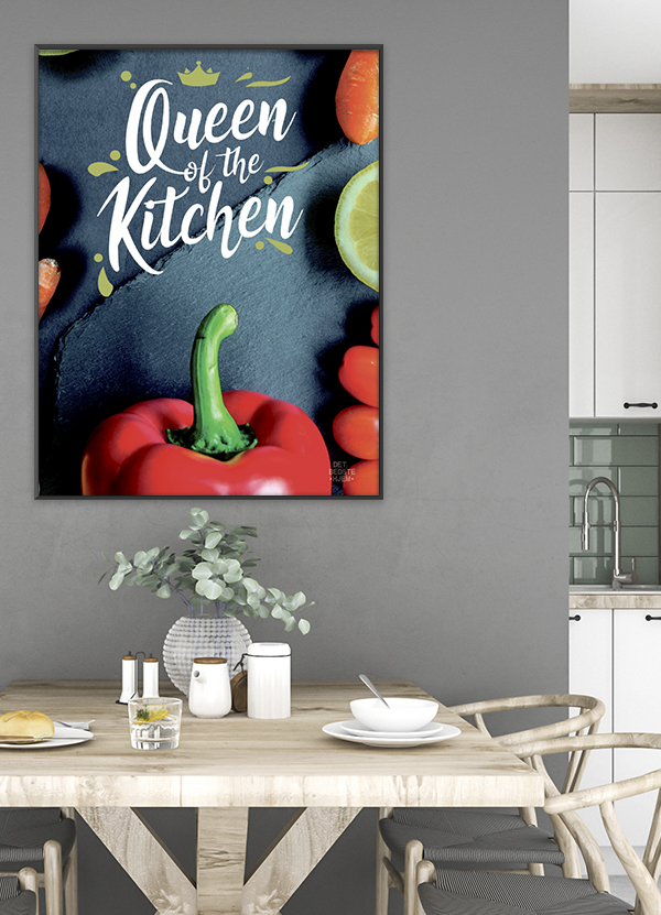 Farverig Køkkenplakat: Dronning Af Køkkenet kun 199 kr.