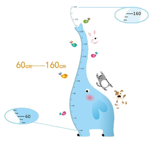 Sjov Elefant Højemåler Wallsticker til Børneværelset