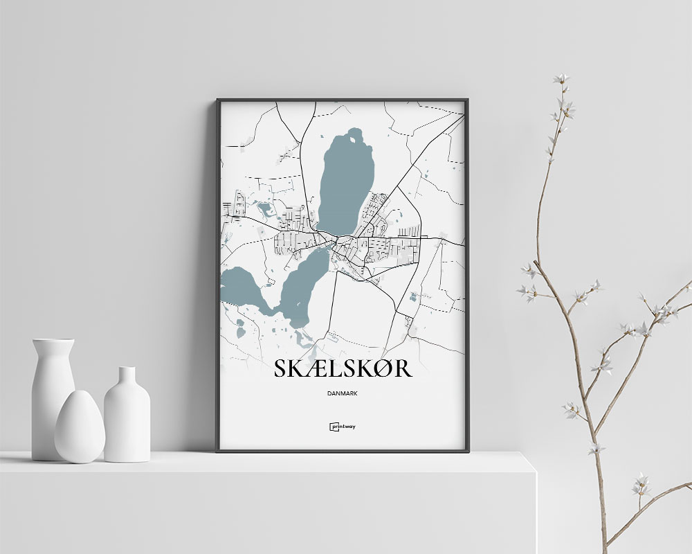 Skælskør Bykort Plakat – Minimalistisk A4 Designtilbud