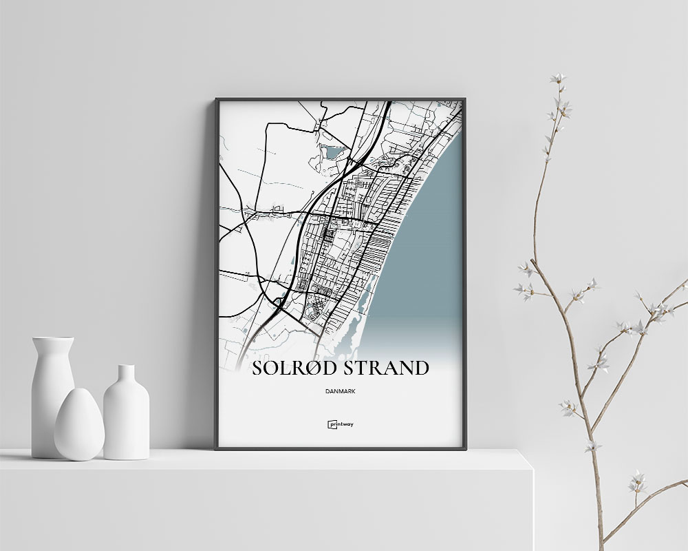 Minimalistisk Plakat af Solrød Strand 21x30 cm