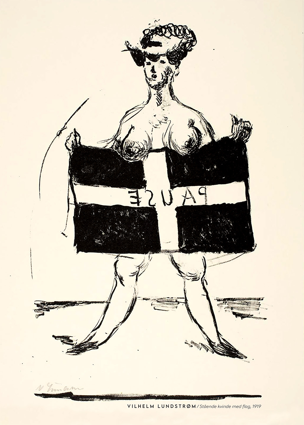 Stående Kvinde Med Flag 1919 - Unikt Kunstværk til Dit Hjem