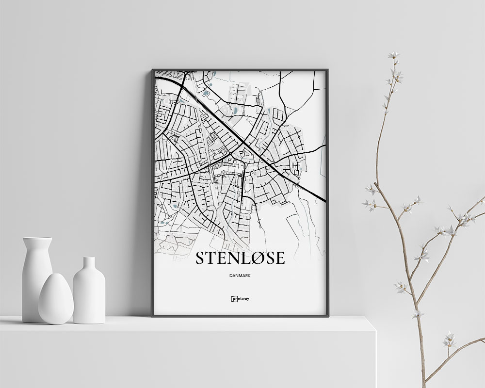 Stenløse Bykort Plakat - Minimalistisk Design 70x100 cm