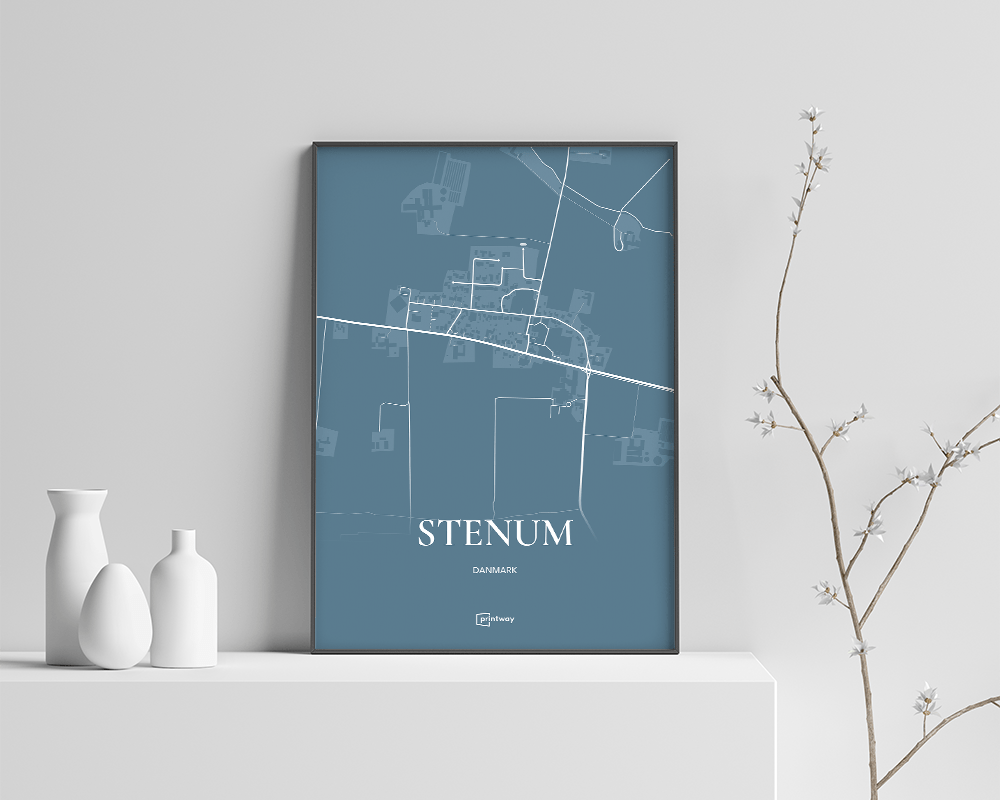 Stenum Bykort Plakat – Elegant Havblå Design 35x50 cm