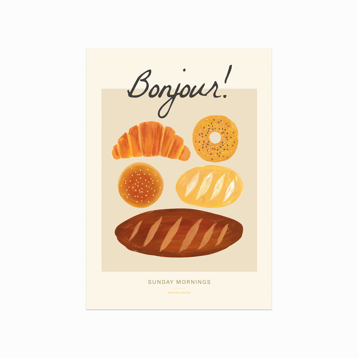 Søndagsmorgen Brød Boller – Inspirerende Køkkenplakat
