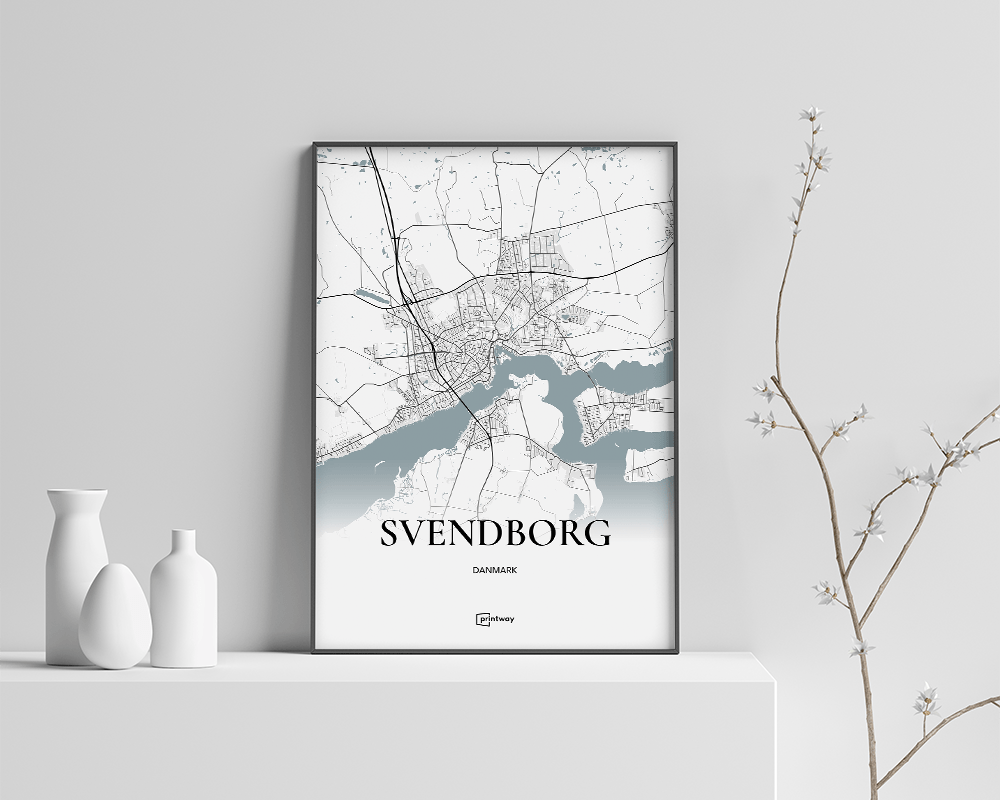 Svendborg Bykort Plakat - Minimalistisk Design til Dit Hjem