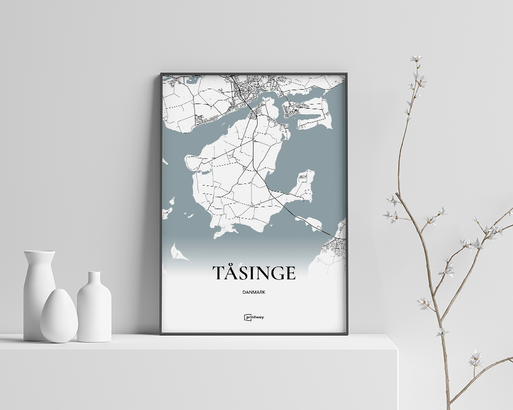 Tåsinge Bykort Plakat – Elegant Minimalistisk A4 Design