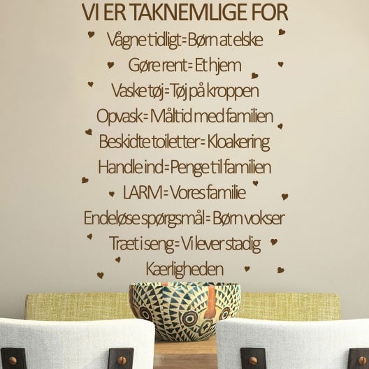 Taknemlighed Wallsticker – Værdsæt livets små glæder!