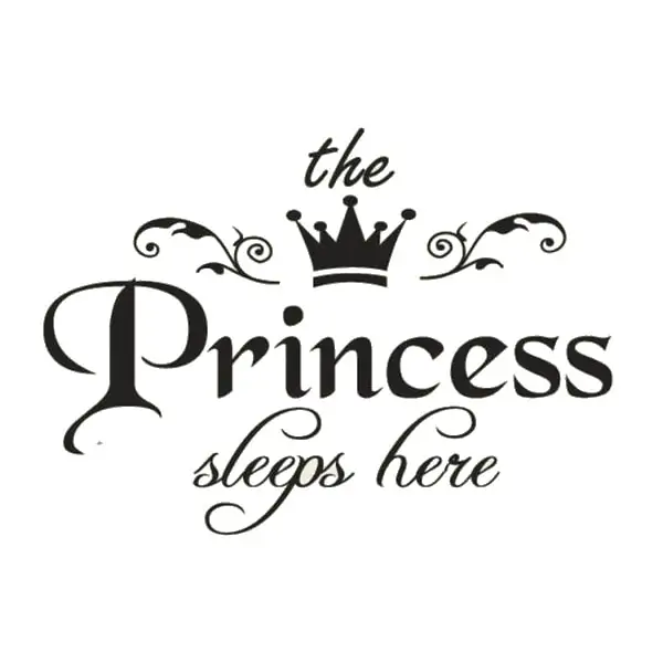 Prinsesse Wallsticker - "Prinsessen Sover Her" Dekoration