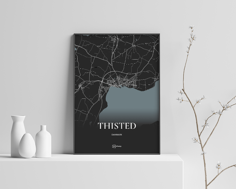 Thisted Bykort Plakat – Elegant Indretning til Dit Hjem