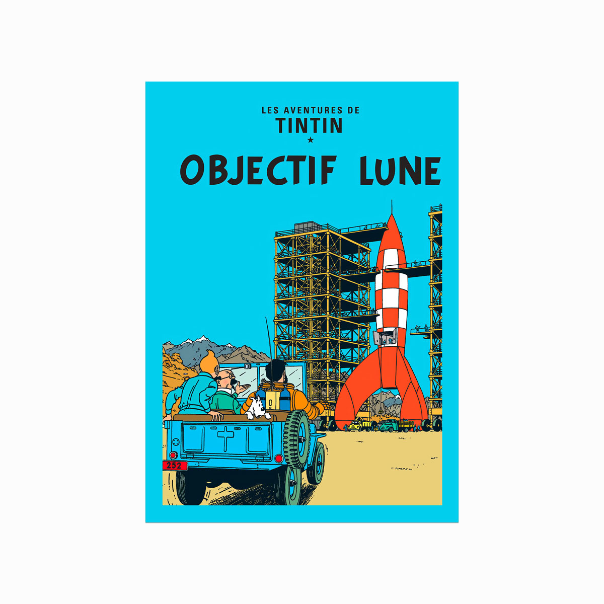 Tintin Plakat – Objektiv Måne 1953 – Farverig Vægkunst