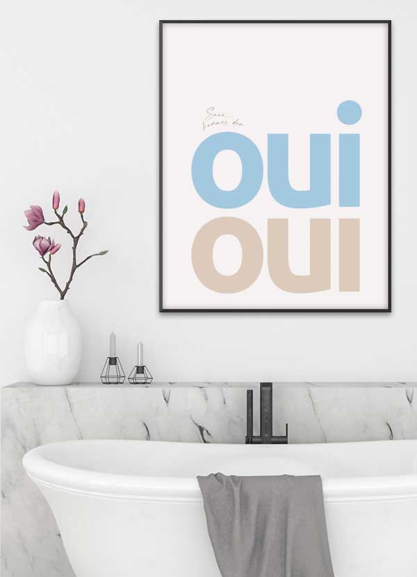 Toiletplakat Oui Oui – Sjov indretning til badeværelset 199 kr.
