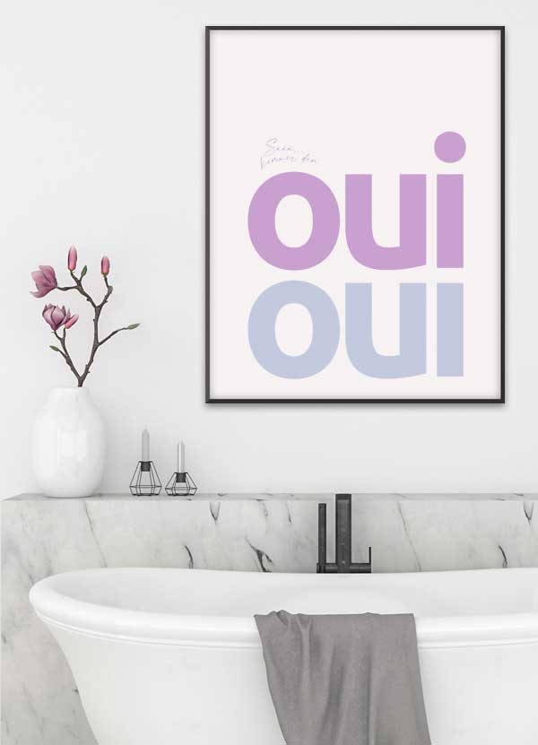 Toiletplakat "Oui Oui" A4 – Sjov indretning til badeværelset