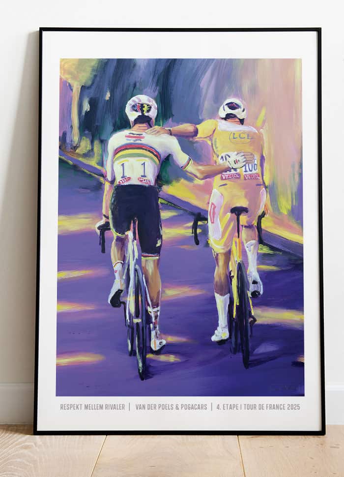 Tour De France-plakat Respekt Mellem Rivaler Van Der Poel Og Pogacar 21 29 A4 Kr 199 -