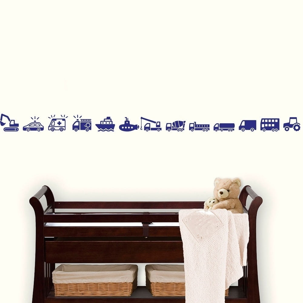 Transport Wallsticker til Børneværelset - 25 Køretøjer