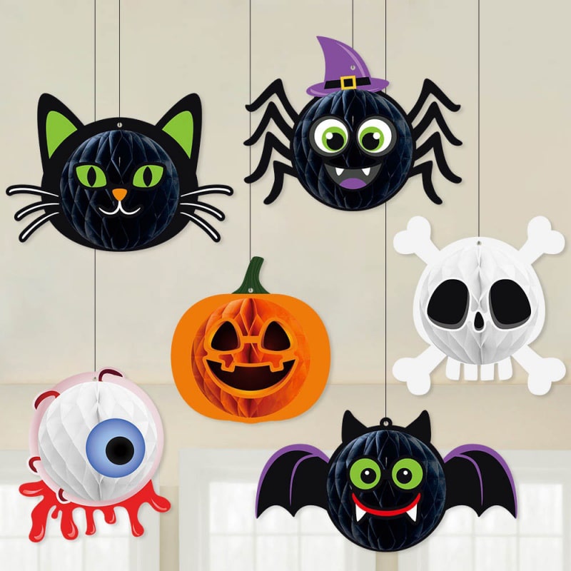 Halloween Honeycomb Dekorationer – 6 Festlige Designs